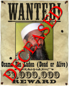 Osamba Bin Laden Wanted Poster marked as Deceased